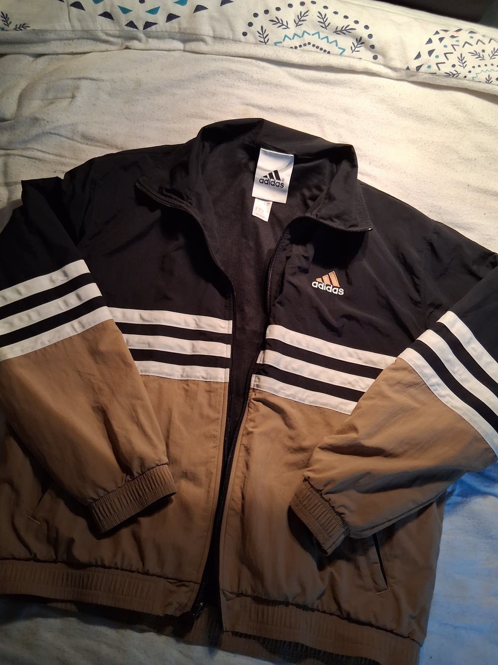 Adadidas Men’s Black and Brown Two-Tone Windbreaker Jacket